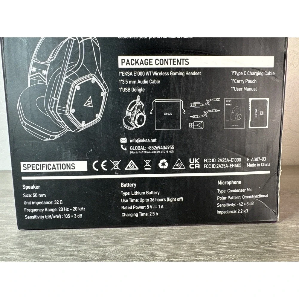 EKSA‎ E1000 WT Wireless Gaming Headset 7.1 Surround Sound White PS5 Xbox Switch